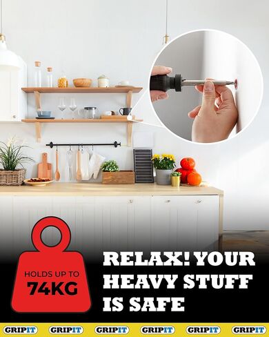 مرساة GRIPIT - باللون الأحمر، يمكن تركيبها وتعليقها حتى 162 رطلاً أو 74 كجم، نوع برغي فيليبس، قطر المسمار 5 (1/8 بوصة)، طول المسمار 1.2 بوصة (30 مم)، 25 مرساة + 25 براغي in Kuwait