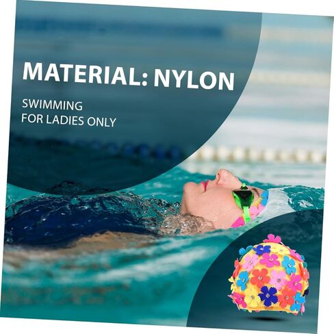Toyvian Ladies Flower Swimming Cap, Simulation Floral Petal Swim Hat for Women, Rhinestone Bathing Hat for Pool Beach Spa in Saudi Arabia