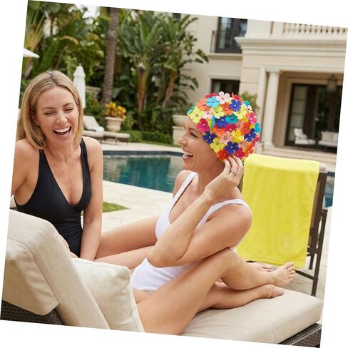 Toyvian Ladies Flower Swimming Cap, Simulation Floral Petal Swim Hat for Women, Rhinestone Bathing Hat for Pool Beach Spa in Saudi Arabia