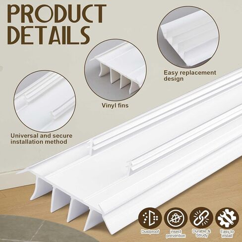 Pushglossy 2 Pcs Kerf Style Door Bottom 36" Long 1 3/4" Wide Replacement Threshold Seal with Vinyl Fins Weatherstrip Draft Stopper for Interior Exterior Doors(Black) in Saudi Arabia