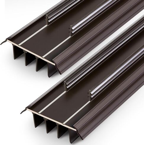 Pushglossy 2 Pcs Kerf Style Door Bottom 36" Long 1 3/4" Wide Replacement Threshold Seal with Vinyl Fins Weatherstrip Draft Stopper for Interior Exterior Doors(Black) in Saudi Arabia