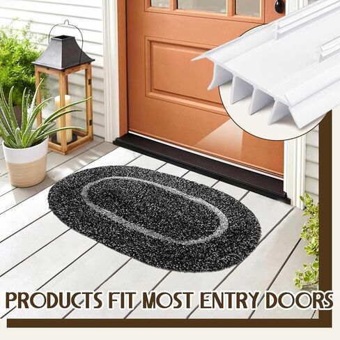 Pushglossy 2 Pcs Kerf Style Door Bottom 36" Long 1 3/4" Wide Replacement Threshold Seal with Vinyl Fins Weatherstrip Draft Stopper for Interior Exterior Doors(Black) in Saudi Arabia