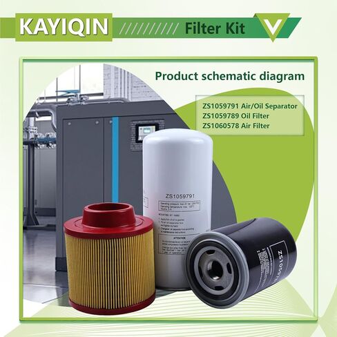 Filter Kit Compatible with ZS1059791 KAYIQIN Air/Oil Separator + ZS1059789 Oil Filter + ZS1060578 Air Filter Air Compressor Replacement Parts in Kuwait