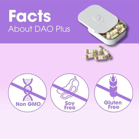 Intoleran DAO Plus الإنزيمات الهاضمة - 50 كبسولة | ملحق لعدم تحمل الهيستامين ونقص DAO | مستويات الهستامين الصحية | 30.000 HDU ديامين أوكسيديز (DAO) إنزيم | فيتامين ج وكيرسيتين in Kuwait