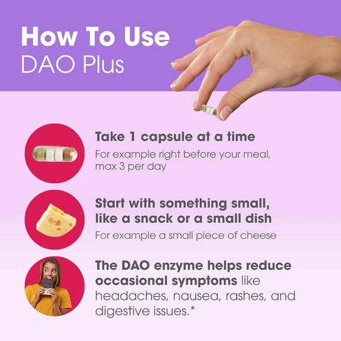 Intoleran DAO Plus الإنزيمات الهاضمة - 50 كبسولة | ملحق لعدم تحمل الهيستامين ونقص DAO | مستويات الهستامين الصحية | 30.000 HDU ديامين أوكسيديز (DAO) إنزيم | فيتامين ج وكيرسيتين in Kuwait