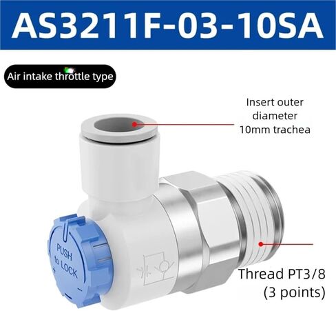 1pcs Air pipe intake throttle speed control valve AS1211F-M5-04A pneumatic joint AS2211F-01-2-06/08SA(AS3211F-03-10SA) in Kuwait