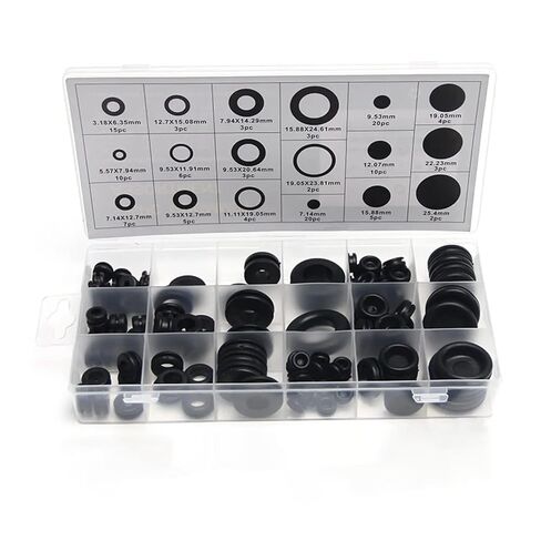 125Pcs Rubber Grommet Kit, 7 Sizes Closed(9/32" 11/32" 15/32" 5/8" 25/32" 7/8" 1") & 11 Sizes Hollow Firewall Hole Plug Rubber Grommets for Home Improvement Cord Pipe Wire Organization(Black) in Saudi Arabia
