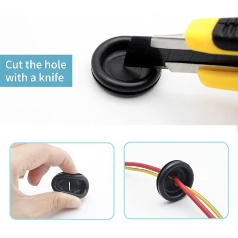 125Pcs Rubber Grommet Kit, 7 Sizes Closed(9/32" 11/32" 15/32" 5/8" 25/32" 7/8" 1") & 11 Sizes Hollow Firewall Hole Plug Rubber Grommets for Home Improvement Cord Pipe Wire Organization(Black) in Saudi Arabia