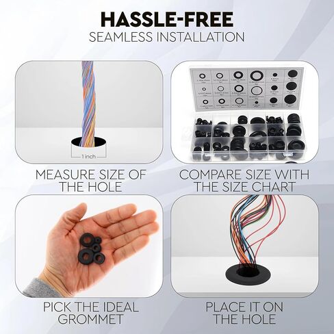 125Pcs Rubber Grommet Kit, 7 Sizes Closed(9/32" 11/32" 15/32" 5/8" 25/32" 7/8" 1") & 11 Sizes Hollow Firewall Hole Plug Rubber Grommets for Home Improvement Cord Pipe Wire Organization(Black) in Saudi Arabia