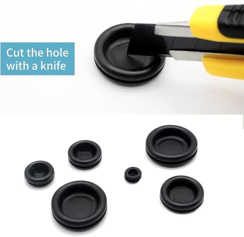 125Pcs Rubber Grommet Kit, 7 Sizes Closed(9/32" 11/32" 15/32" 5/8" 25/32" 7/8" 1") & 11 Sizes Hollow Firewall Hole Plug Rubber Grommets for Home Improvement Cord Pipe Wire Organization(Black) in Saudi Arabia