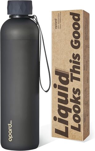 Opard Slim Water Bottle 32oz, Dishwasher Safe Plastic Water Bottle BPA-Free, Leakproof Screw Top, Charcoal Black, Reusable for Travel School Sport Gym Hiking in Kuwait