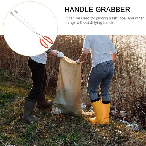 60cm Stainless Steel Trash Grabber with Non-Slip Handle, Outdoor Garbage Picker Clamp for Waste Collection and Sanitation, Lightweight Litter Pickup Tool for Cleaning in Saudi Arabia