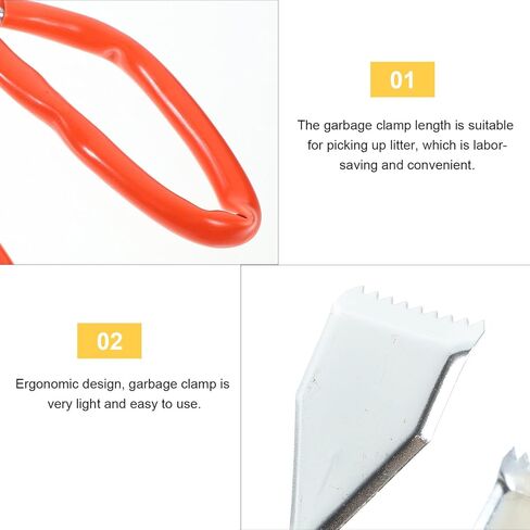 INOOMP 60cm Stainless Steel Trash Picker Grabber with Rubber Grip – Outdoor Waste Paper Grabber Clamp for Sanitation Workers, Heavy-Duty Garbage Clamp Tool for Litter Pickup and Cleaning in Saudi Arabia