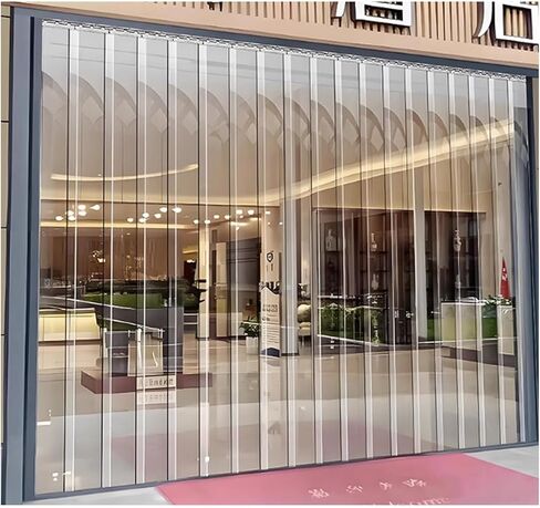 ستارة باب بشريط من الفينيل الشفاف من الدرجة الصناعية، لفة ستارة PVC عازلة للحرارة لممرات التبريد ومداخل المرآب (W90xH210cm/35.43x82.68in) in Kuwait