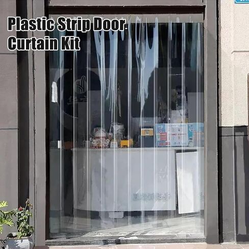Industrial PVC Strip Curtain Door Kit - Clear Vinyl Insulating Doorway Curtain with Hardware, 41.34x106.3in for Warehouse & Garage, Thermal Protection, Easy Installation in Kuwait
