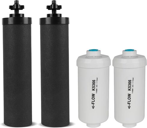 Gravity Water Filter Replacement,for Berkey® Black Carbon (BB9-2®) Purification Elements and Fluoride Filters K5366 (PF-2®) Combo Pack,Compatible with Berkey® Filtration System,Pack of 4 in Saudi Arabia