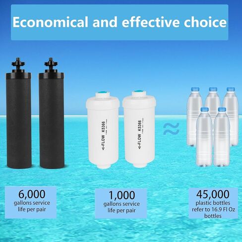 Gravity Water Filter Replacement,for Berkey® Black Carbon (BB9-2®) Purification Elements and Fluoride Filters K5366 (PF-2®) Combo Pack,Compatible with Berkey® Filtration System,Pack of 4 in Saudi Arabia