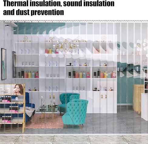 مجموعة ستائر الباب الناعمة للفريزر PVC - ستارة باب شريطية بلاستيكية مقاومة للماء لمبردات المشي، ومصاريع الإعصار، وأبواب المستودعات (W225xH250cm/88.58x98.43in) in Kuwait