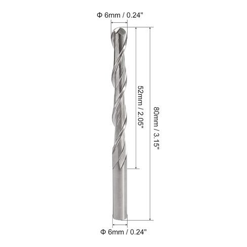 HARFINGTON 2pcs Ball Nose End Mill 6mm Diameter 52mm Cutting Length 6mm Shank High Speed Steel 2 Flutes Spiral Upcut CNC Router Bits in Saudi Arabia