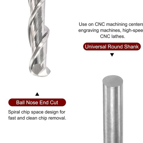 HARFINGTON 2pcs Ball Nose End Mill 6mm Diameter 52mm Cutting Length 6mm Shank High Speed Steel 2 Flutes Spiral Upcut CNC Router Bits in Saudi Arabia