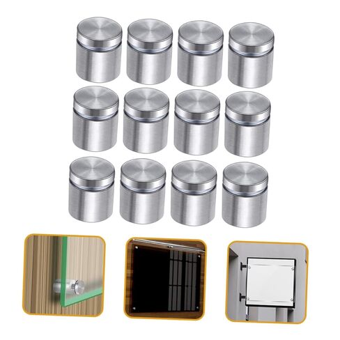 Holibanna 48pcs Stainless Steel Standoff Screws for Wall Sign Mounting 19x25mm Brushed Finish Suitable for Glass and Acrylic Displays Sturdy Advertising Hardware in Kuwait