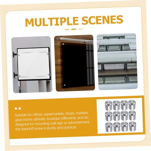 Holibanna 48pcs Stainless Steel Standoff Screws for Wall Sign Mounting 19x25mm Brushed Finish Suitable for Glass and Acrylic Displays Sturdy Advertising Hardware in Kuwait