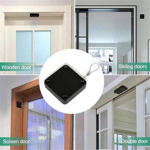 Upgraded Punch-Free Screen Door Closer, Sliding Auto with Steel Drawstring for Bathroom, Bedroom(White 1pcs) in Saudi Arabia