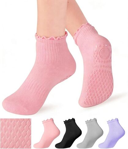 جوارب اليوغا غير المنزلق للنساء جوارب الكاحل اللطيفة لليوغا ، بيلاتيس ، تدريبات بار in Kuwait