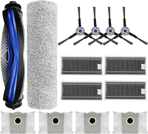 Replacement Parts for Ecovacs Deebot X8 Pro Omni for Yeedi S14 Plus Robot Vacuum Accessories Include 1 Main Brush 1 Roller Mop Pad 4 Side Brush 4 Hepa Filter 4 Dust Bag in Saudi Arabia