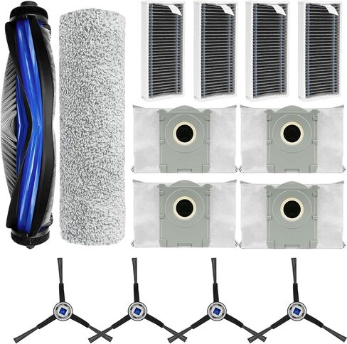 Replacement Parts for Ecovacs Deebot X8 Pro Omni for Yeedi S14 Plus Robot Vacuum Accessories Include 1 Main Brush 1 Roller Mop Pad 4 Side Brush 4 Hepa Filter 4 Dust Bag in Saudi Arabia