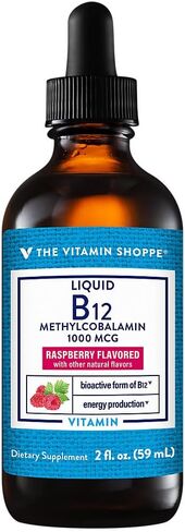 The Vitamin Shoppe Liquid B12 Methylcobalamin 1000 MCG - Energy Production | Raspberry Flavor Drops | 2 oz | Fast Absorption in Saudi Arabia