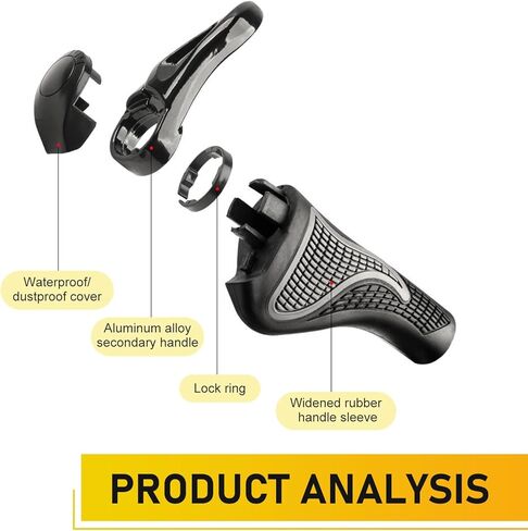 2 PCS Bike Handlebar Grips, Anti-Slip Extended Handle Bar Grips, Shock Absorbing Rubber Handlebar Griffes, Universal 2.2" for Mountain Bicycles (Black) in Saudi Arabia