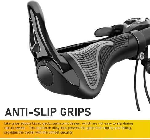 2 PCS Bike Handlebar Grips, Anti-Slip Extended Handle Bar Grips, Shock Absorbing Rubber Handlebar Griffes, Universal 2.2" for Mountain Bicycles (Black) in Saudi Arabia