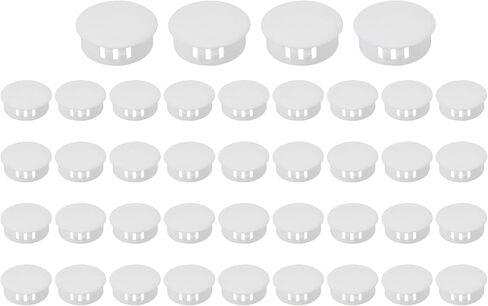 PATIKIL 28mm/1-1/8 Plastic Hole Plugs, 25 Pcs Flush Type Round Plug Snap in Locking Screw Hole Covers Insert End Caps for Furniture Cabinet Kitchen Door Shelves, White in Saudi Arabia