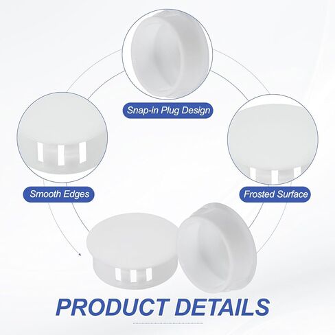 PATIKIL 28mm/1-1/8 Plastic Hole Plugs, 25 Pcs Flush Type Round Plug Snap in Locking Screw Hole Covers Insert End Caps for Furniture Cabinet Kitchen Door Shelves, White in Saudi Arabia