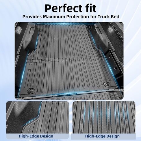 سجادات أرضية مناسبة لجميع الأحوال الجوية لعام 2024 2025 Toyota Tacoma Accessories مزدوجة الكابينة الأمامية والخلفية صفين، ناقل حركة أوتوماتيكي (ليس للهجين) - سجادات صندوق السيارة TPE مقاس مخصص لأرضية سيارة تاكوما، أسود in Kuwait