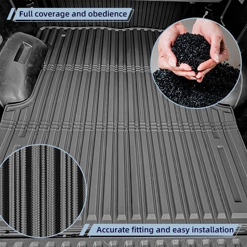 سجادات أرضية مناسبة لجميع الأحوال الجوية لعام 2024 2025 Toyota Tacoma Accessories مزدوجة الكابينة الأمامية والخلفية صفين، ناقل حركة أوتوماتيكي (ليس للهجين) - سجادات صندوق السيارة TPE مقاس مخصص لأرضية سيارة تاكوما، أسود in Kuwait