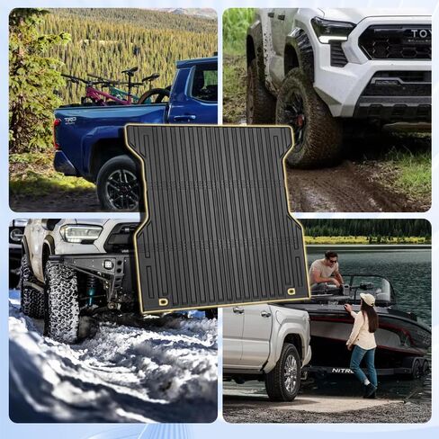 سجادات أرضية مناسبة لجميع الأحوال الجوية لعام 2024 2025 Toyota Tacoma Accessories مزدوجة الكابينة الأمامية والخلفية صفين، ناقل حركة أوتوماتيكي (ليس للهجين) - سجادات صندوق السيارة TPE مقاس مخصص لأرضية سيارة تاكوما، أسود in Kuwait