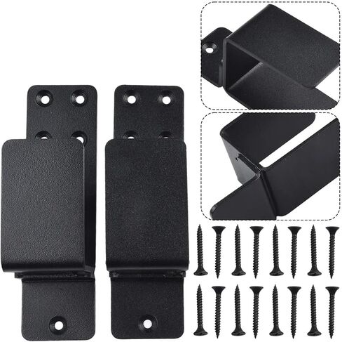 2pc Door Barricade U Brackets Home Security Heavy Duty Reinforcement Lock Metal Bar Bracket for Garage Warehouses Latches(DVPEN01-SL) in Saudi Arabia
