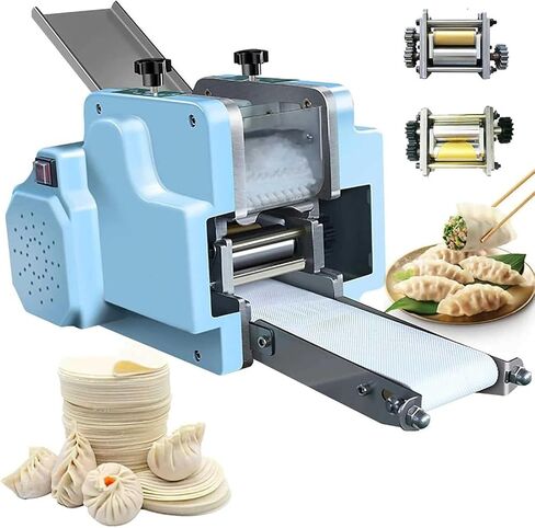 Automatic Dumpling Skin Maker Machine, Dumpling Ravioli Wonton Wrapper Machine, Commercial Dough Sheeter with Round Shaped Molds, 120W, Round Shaped Molds, 60pcs/Min in Kuwait