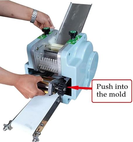 Automatic Dumpling Skin Maker Machine, Dumpling Ravioli Wonton Wrapper Machine, Commercial Dough Sheeter with Round Shaped Molds, 120W, Round Shaped Molds, 60pcs/Min in Kuwait