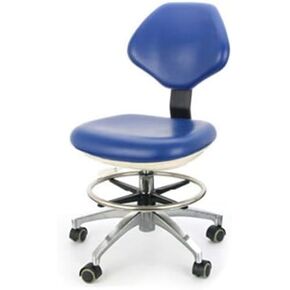 كرسي طبيب الأسنان من جلد البولي يوريثان قابل للتعديل مع عجلات دوارة، مقعد طبيب أزرق لممارسة طب الأسنان بشكل مريح in Kuwait