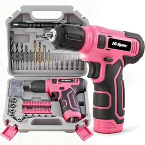 Hi-Spec 35-Piece Tool Kit with 3.6V USB Small Electric Screwdriver Set, Pink Drill Set for Women, Tool Kit for Home in Kuwait