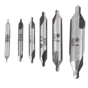 6Pcs Combined Drill and Countersink, 60 Degree HSS Center Drill Bits Centering Drills Set, Double End Drill Bit for Metalworking, 1/1.5/2/2.5/3/5mm in Kuwait