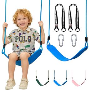 HeyZoo Heavy Duty Kids Swing Seat with 79" Adjustable Rope, 330 lbs Capacity Swing Set Accessories Replacement with 2 Carabiners and 2 Extra Hanging Straps, Outdoor Playground Gifts, Green 1 Pack in Kuwait