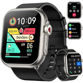 Smart Watch for Men Women, 1000 mAh 100 Day Battery Life, 1.85" Fitness Tracker Bluetooth Call/Make Calls, 110+ Sport Modes, IP68 Waterproof, Heart Rate, 24/7 Sleep Monitor Fitness Watch, iOS/Android in Kuwait