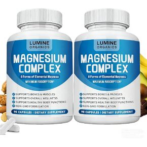 1 قطعة مكمل مركب المغنيسيوم لومين أورجانيكس 1000 مجم - مزيج مغنيسيوم متطور 8 في 1 - جليسينات، سيترات، مالات، تورات وما إلى ذلك - تركيبة عالية الامتصاص - غير معدلة وراثيًا، 90 كبسولة (1) in Kuwait