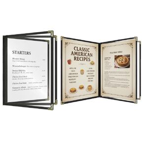 أغطية القائمة 8.5 × 11 بوصة - 3 صفحات 6 مشاهدات أغطية قائمة المطاعم، كتيب قائمة بلاستيكي متين للاستخدام اليومي في المطاعم in Kuwait