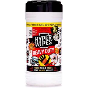 Hyper Wipes، 12 عبوة من مناديل تنظيف الأيدي والأدوات شديدة التحمل، مقاس 7 × 12 بوصة، مناديل تنظيف متعددة الأسطح، إزالة الشحوم، منظف لجميع الأغراض، الحمام، الميكانيكي، مناديل سطح العمل، علبة عدد 420 in Kuwait