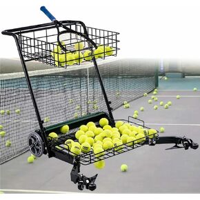 جامعي كرات التنس، معدات سلة كرات التنس الأوتوماتيكية للدفع اليدوي، سلة مسترد الدفع اليدوي، تحمل ما يصل إلى 290 كرة تنس، لملاعب التنس المختلفة in Kuwait